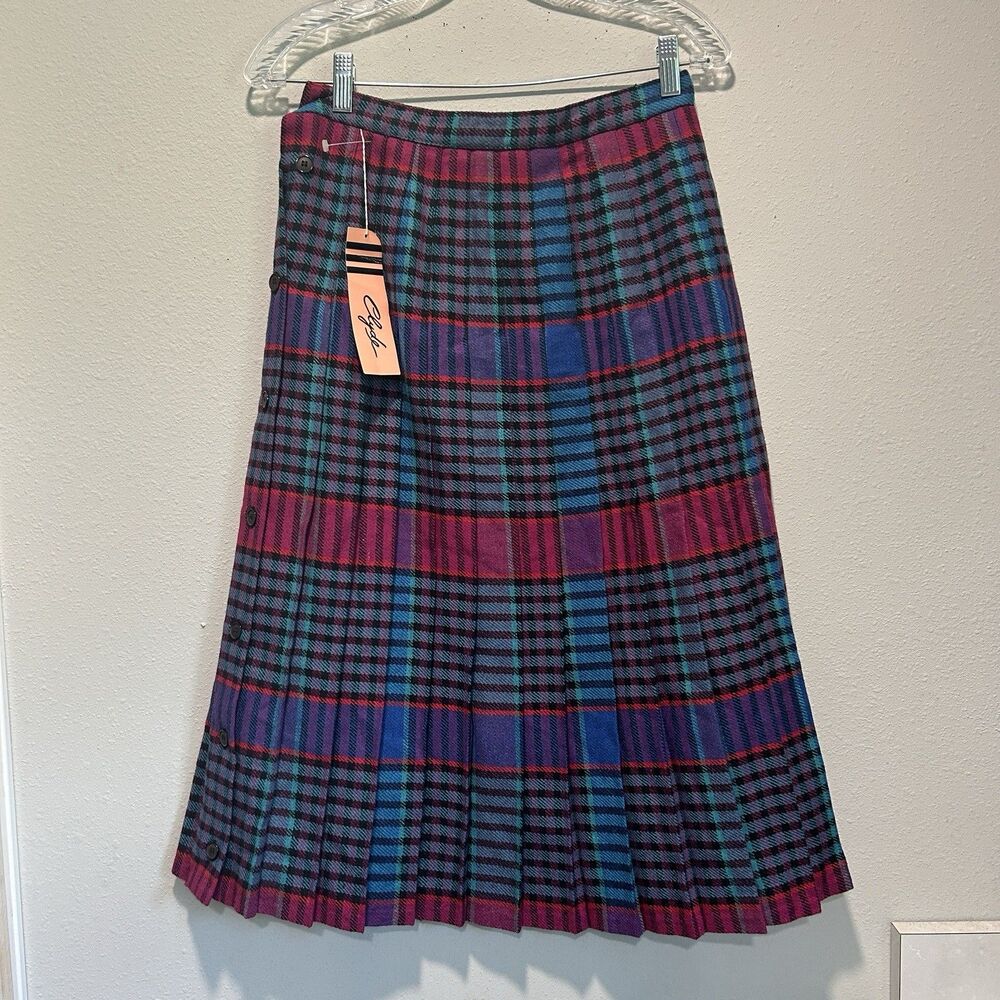 Vintage Clyde Girls Skirt 9 Pleated Preppy Academia School Girl Button Down